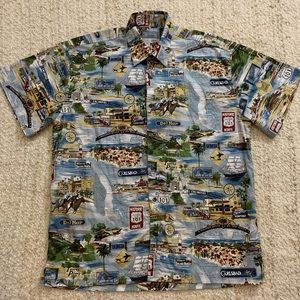 High Seas Hawaiian Shirt Historic Hwy 101 Size L